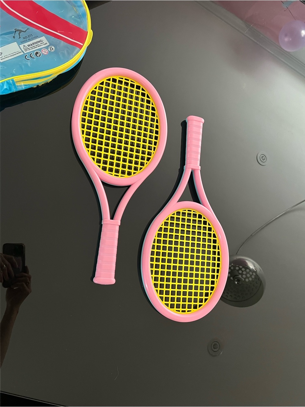 Kids Pink & Yellow Mini Tennis Rackets - Fun Outdoor Play Set